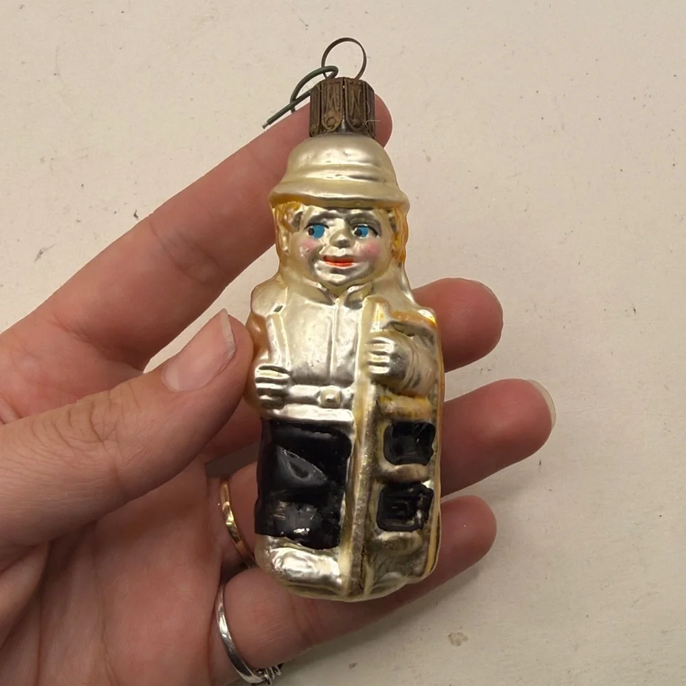 Vintage Chimney Sweep Glass Christmas Ornament Collectible Decor